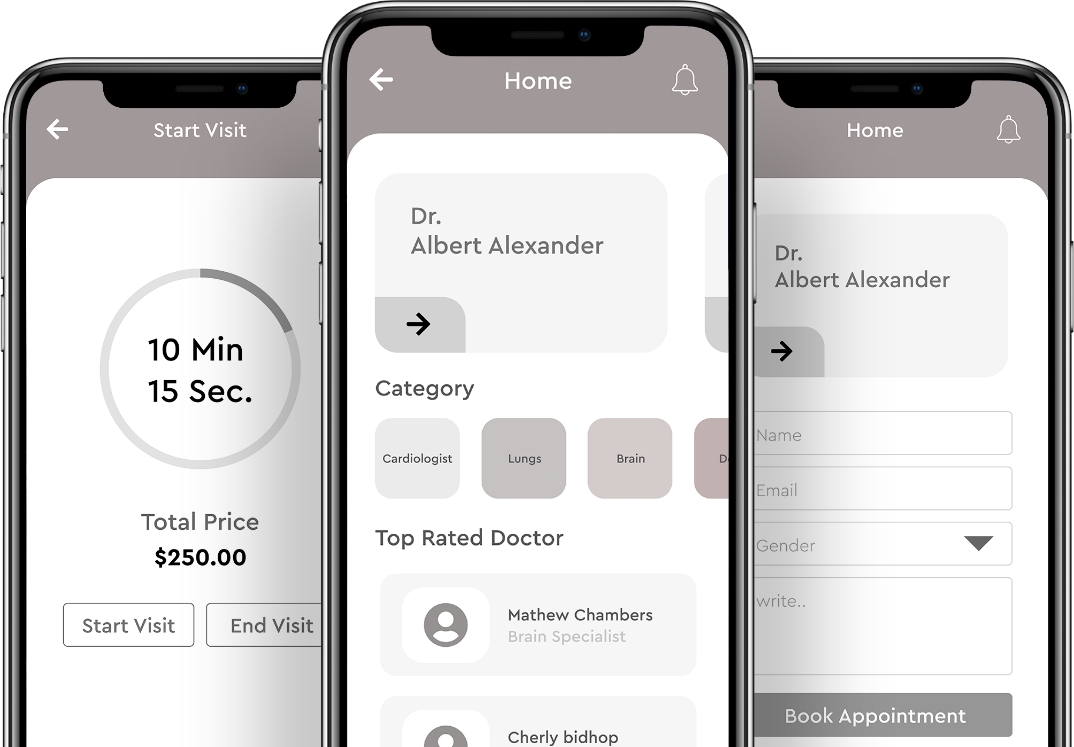 teleMedicine app wireframes