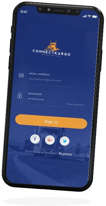 connectcargo shipper app screen four
