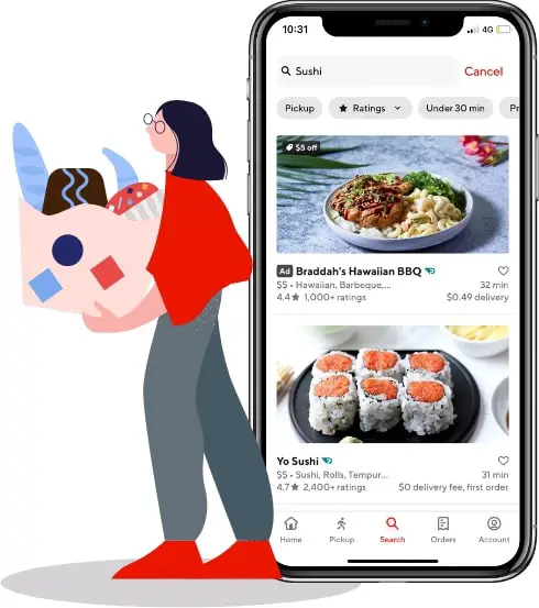 features of doordash food delivery app