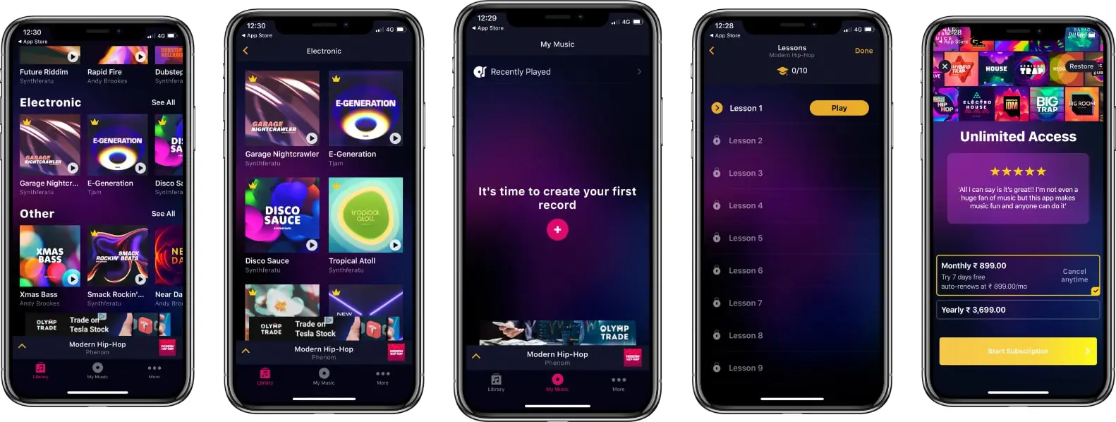 screenshots of groovepad app