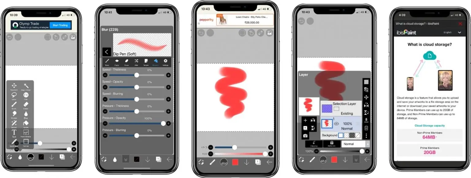 screenshots of Ibispaint app 1536x581