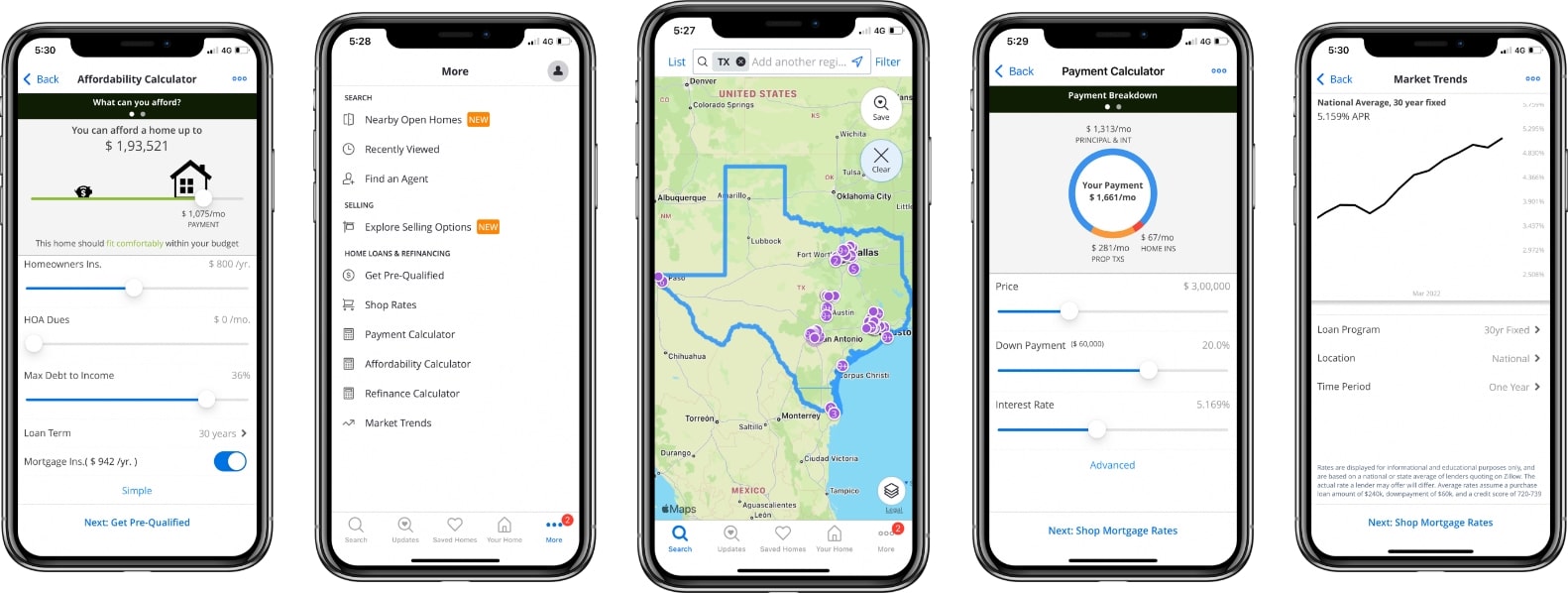 Screenshots of Zillow App