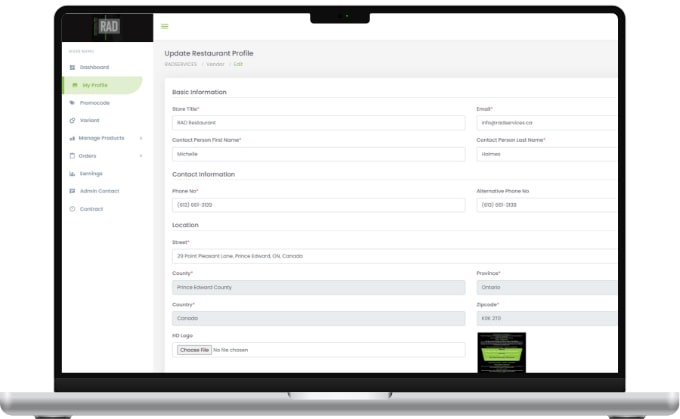Features Food Delivery App for Admin Panel