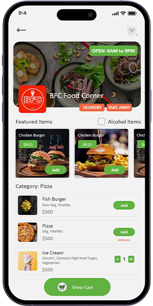 RAD Food Delivery APP Screen