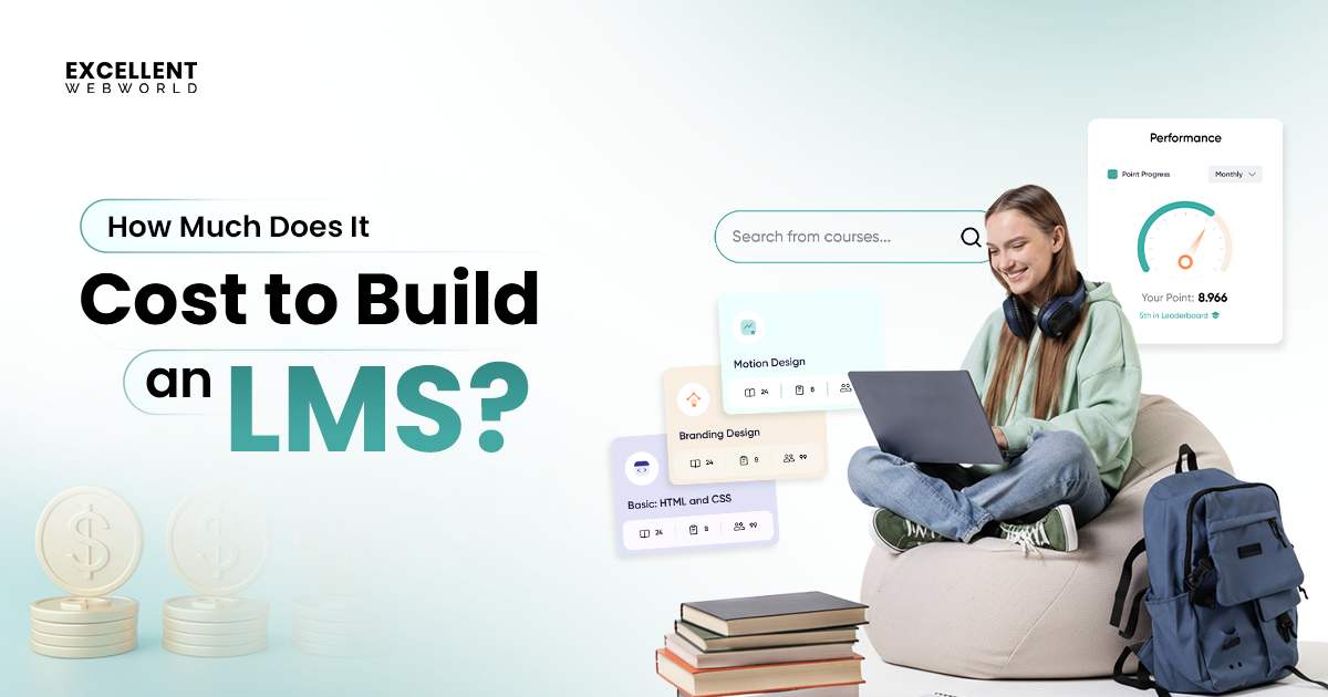 Female student researching course options on a laptop to illustrate the cost to build an LMS (Learning Management System).