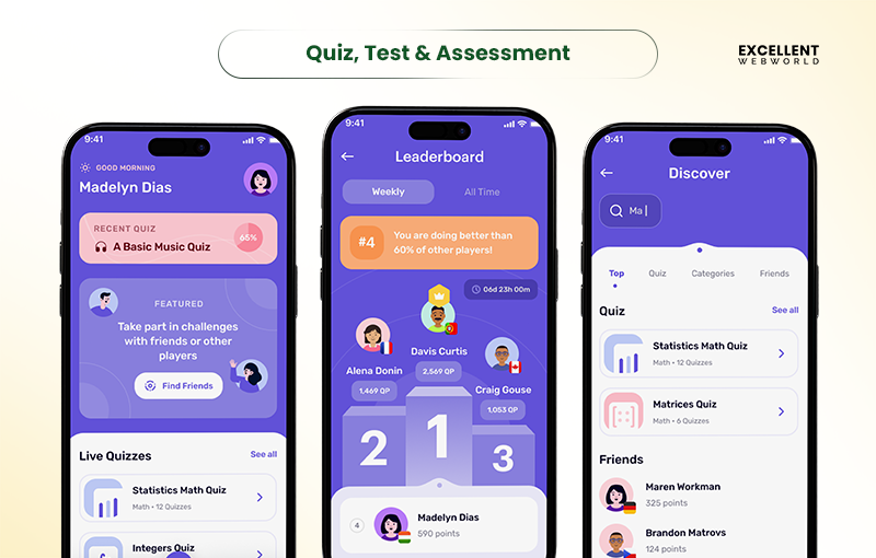 Quiz, Tests, and Assessments UI design