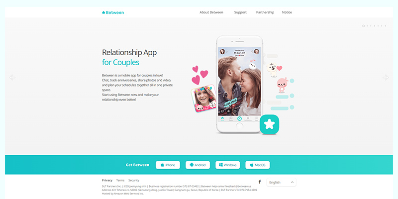 screenshot of Between, a private messaging and memory-sharing app for couples