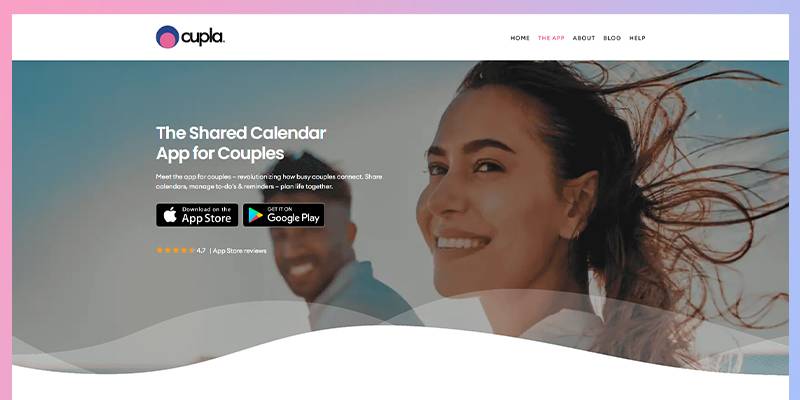 screenshot of Cupla, a smart shared calendar app for organizing couple activities