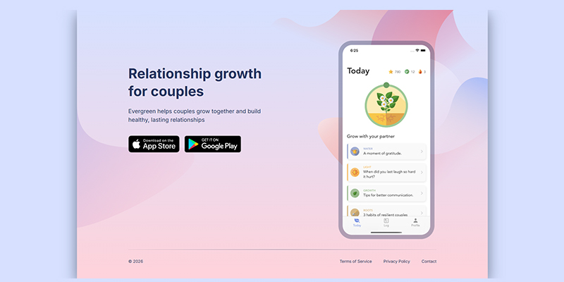 screenshot of Evergreen, a long-term relationship growth and connection app