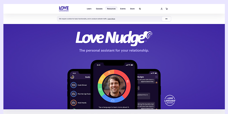 screenshot of Love Nudge, a love languages app for improving communication