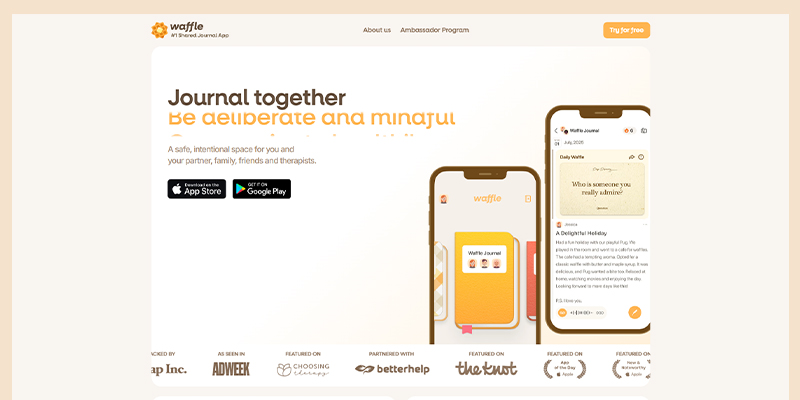 screenshot of Waffle, a conflict resolution app designed to improve partner communication