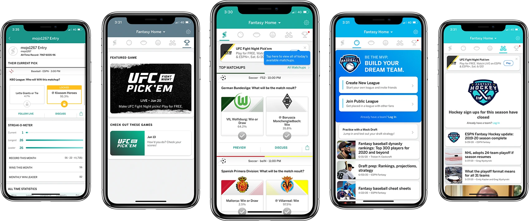 best ESPN fantasy sports apps screen