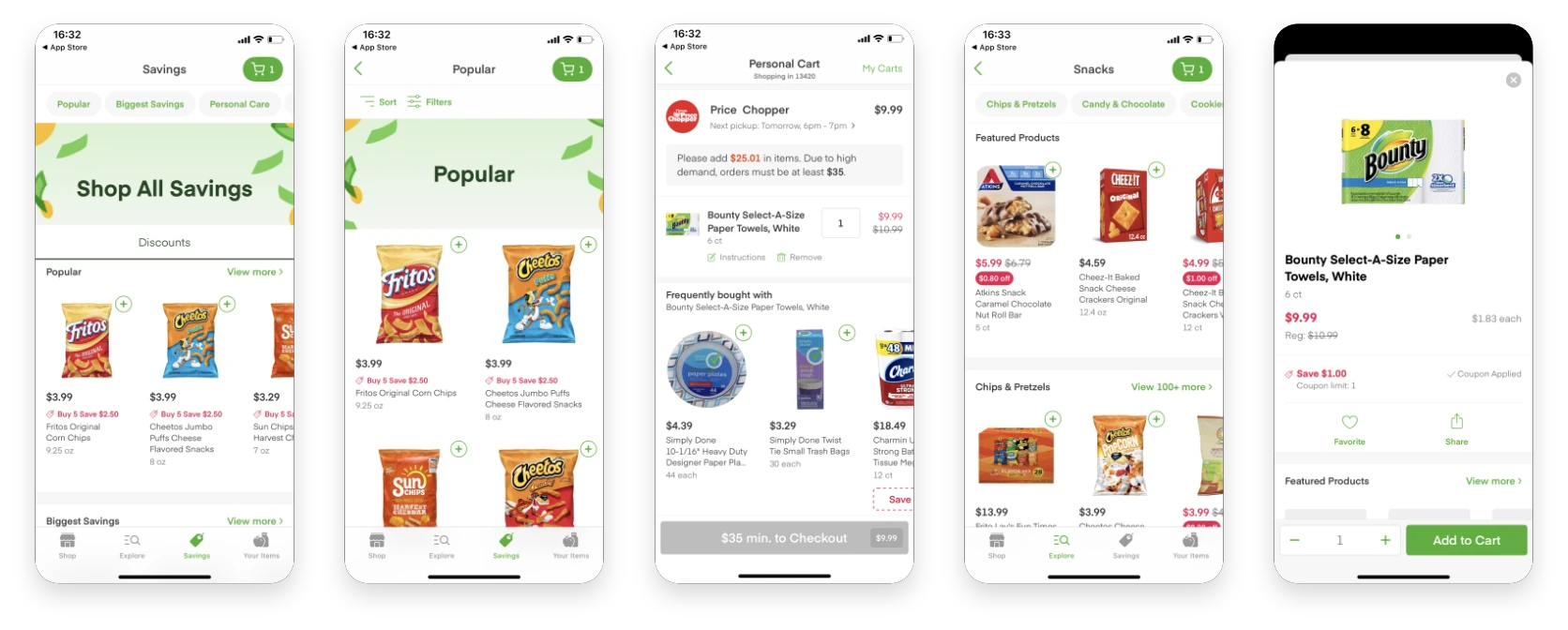 Screenshots of the Instacart App