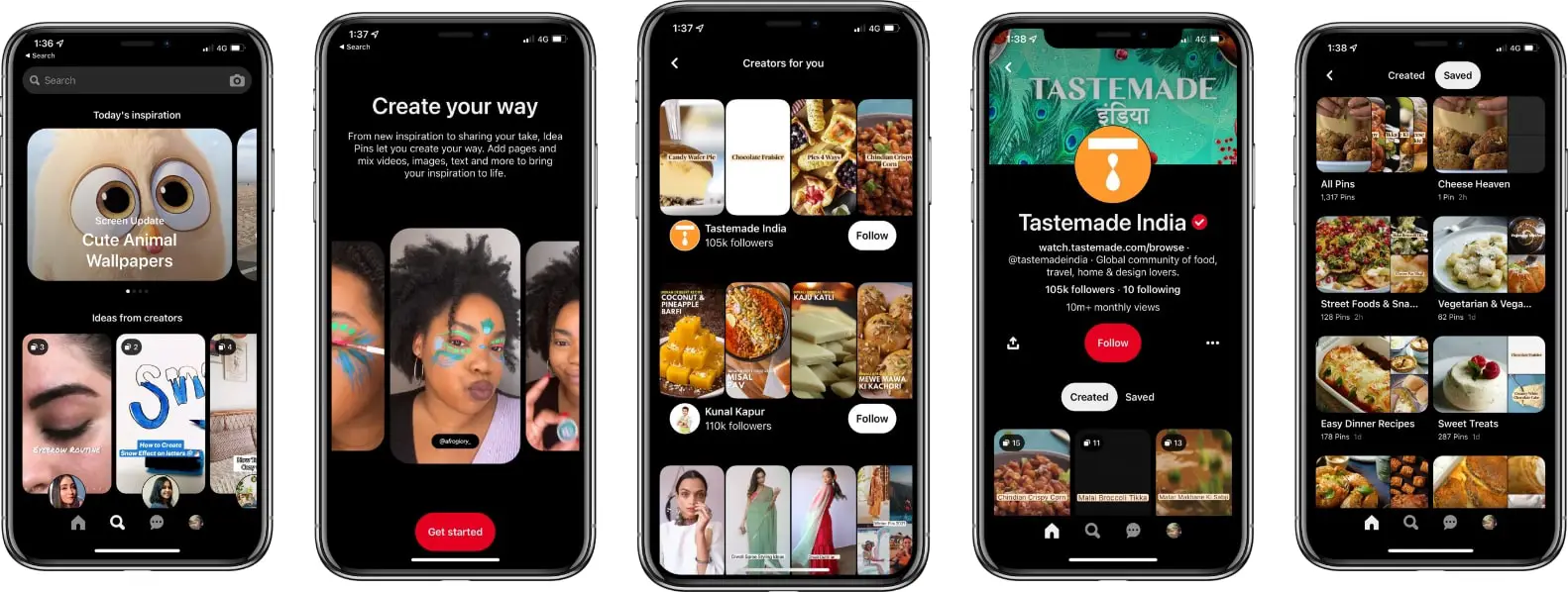 screenshot of the pinterest app