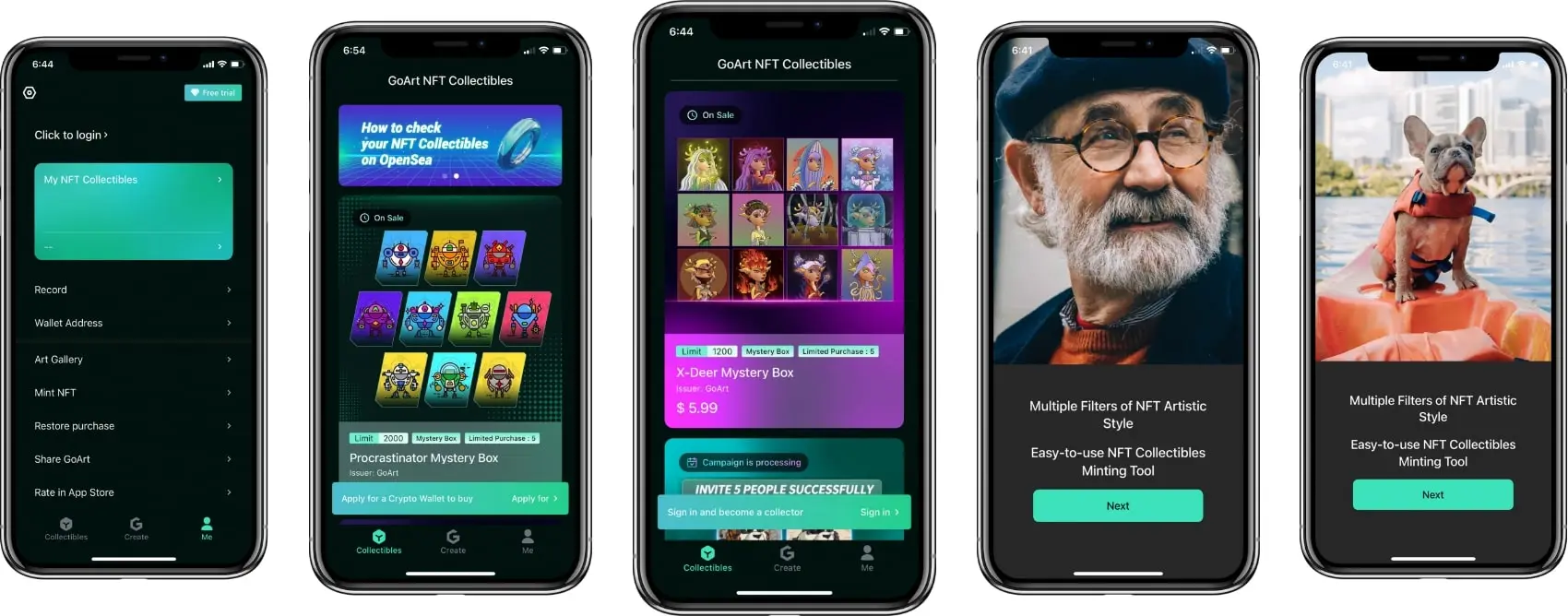 Screenshots of GoArt