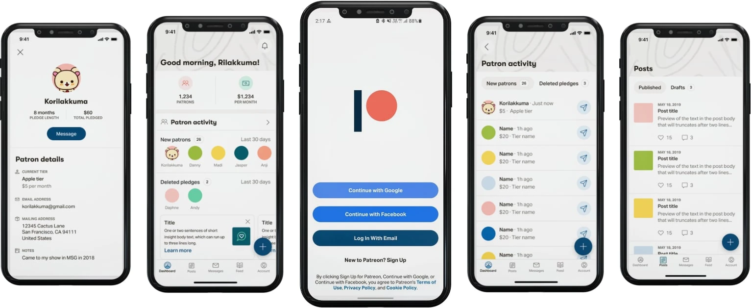 Screenshots-of patreon app