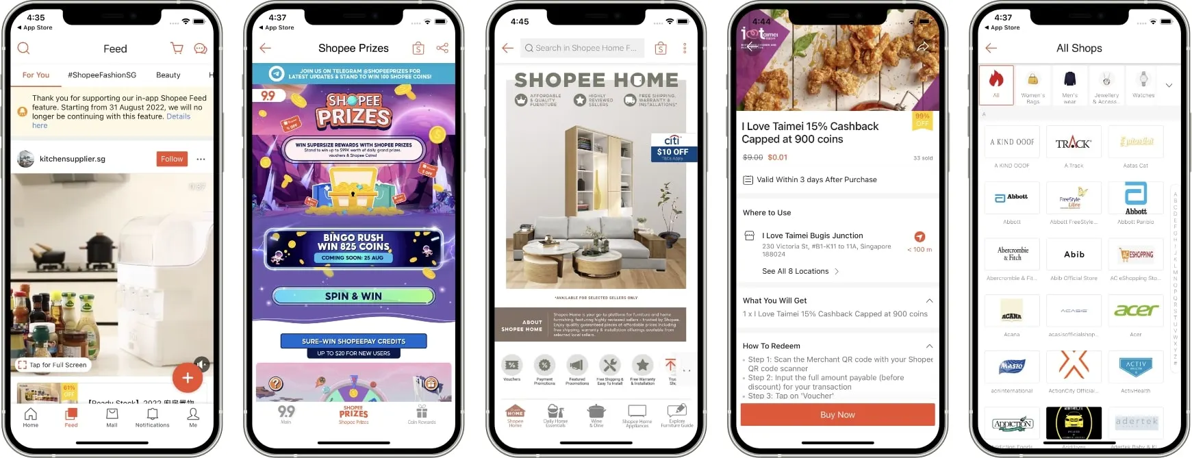 Screenshots of Shopee App