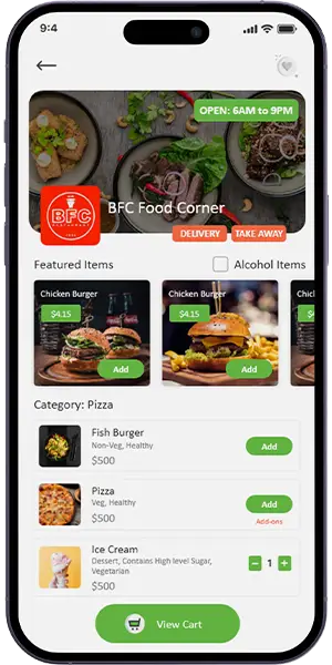 RAD Food Delivery APP Screen