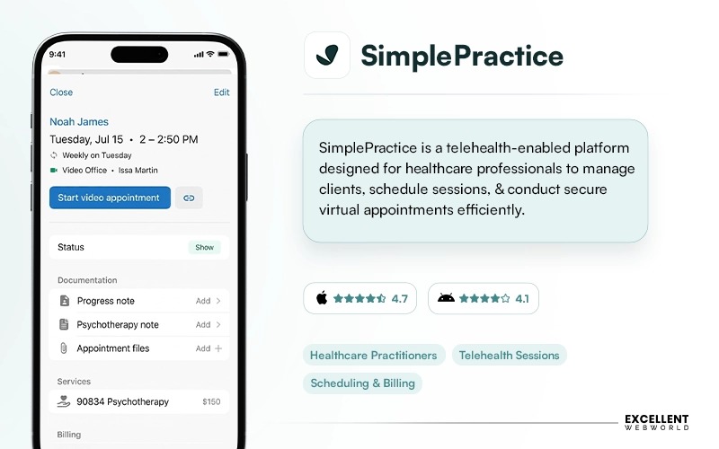 SimplePractice telehealth software