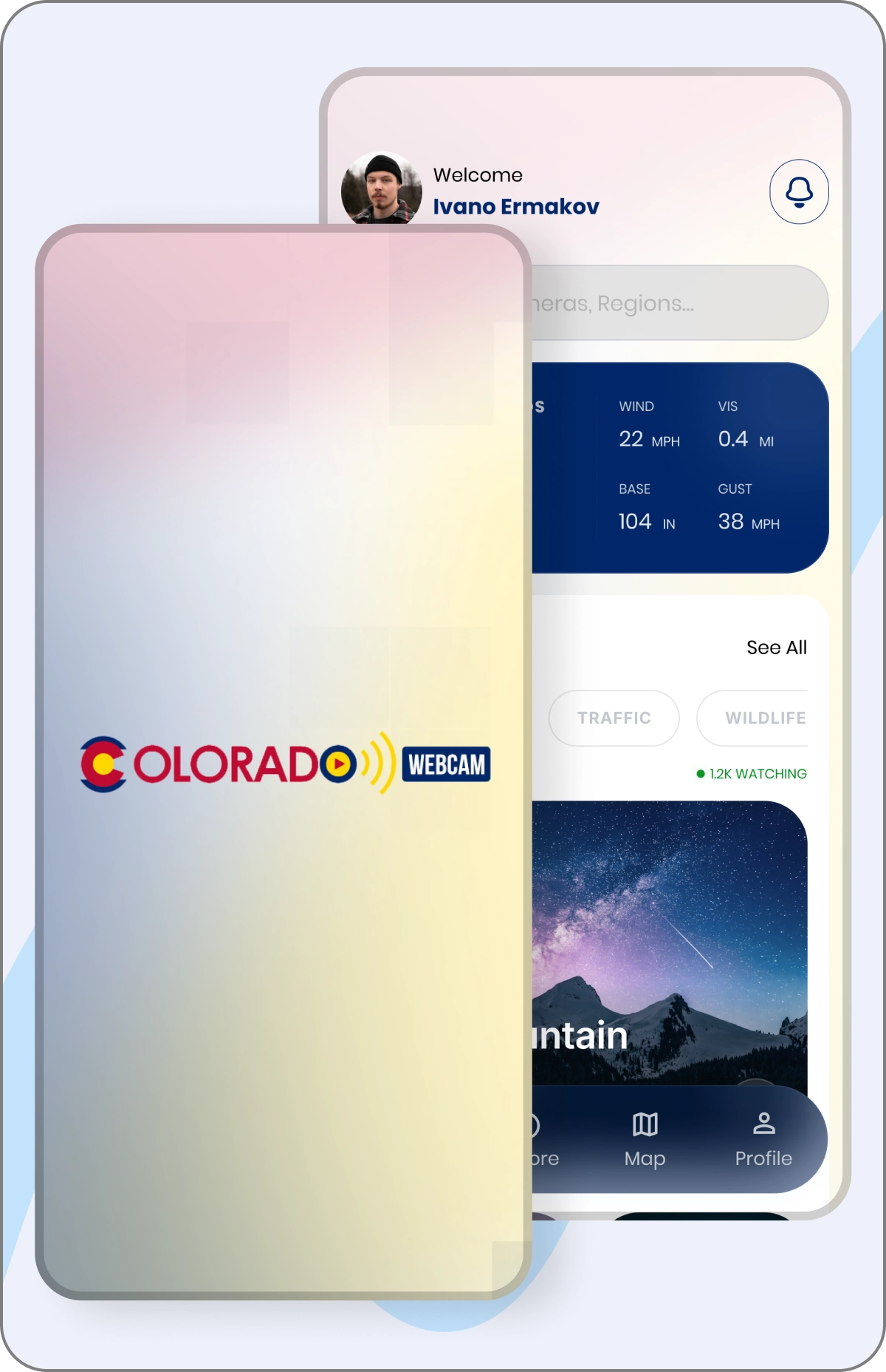 Colorado Webcam app UI design