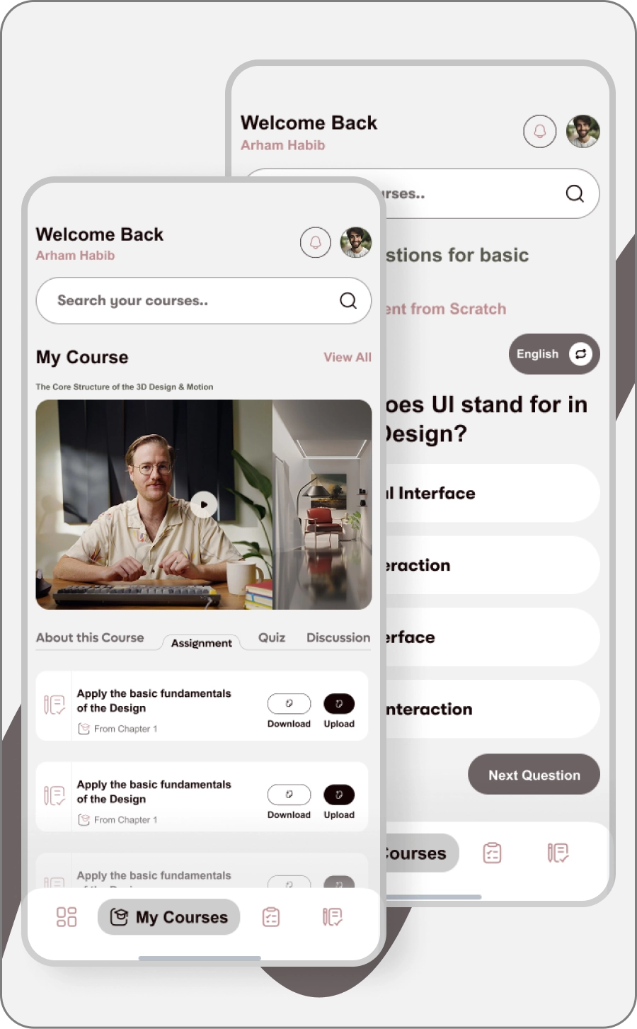 Alain app UI design