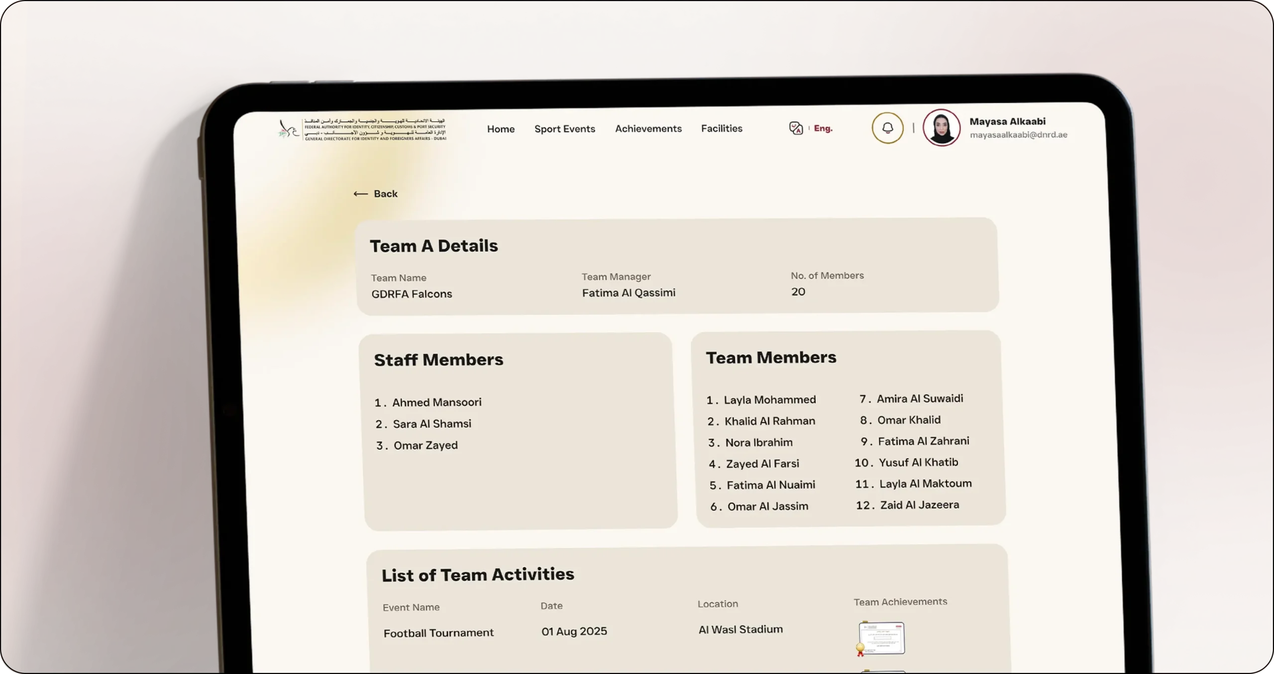 GDRFA Platform web view
